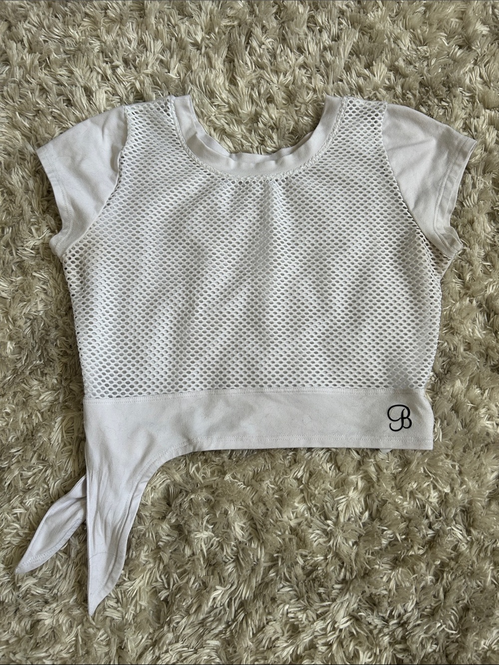 Bombshell Sportswear White Mesh Tie-Side Crop Top